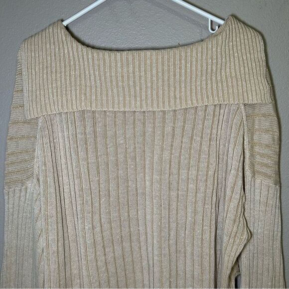 J. Crew neutral relaxed cotton linen blend collared sweater women’s size L XL - Picture 8 of 13